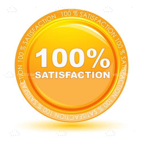 100% Satisfaction Badge in Gold